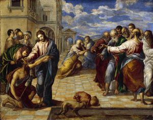 Healing of the Man Born Blind, painted by El Greco in 1567