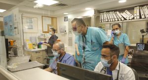 Wael Shomar working at the emergency room of the Nazareth Hospital
